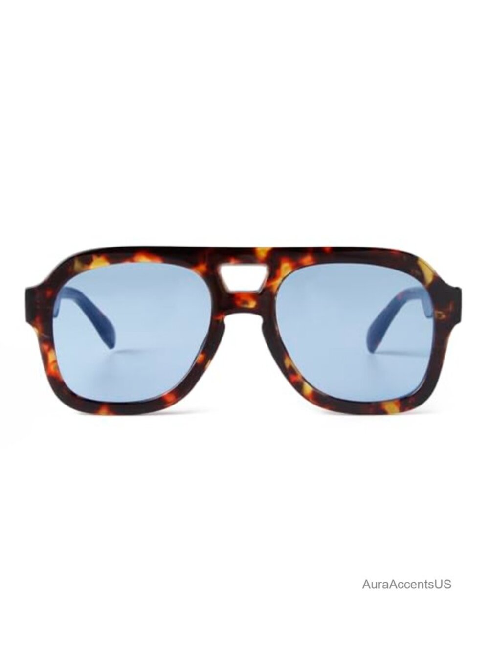Hexagon Square Aviator Sunglasses Thick Frame Tortoiseshell Oversized Full Frame